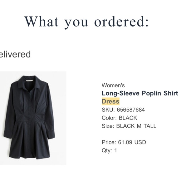 Abercrombie & Fitch Black Poplin ShirtDress, size M Tall - Picture 12 of 12